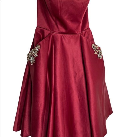 Any Lee Short Red Prom Dress With Pockets - Picture 7 of 10